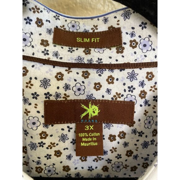 Egara Mens Slim Fit White Shirt 3X Striped Long Sleeve Button-Up Cotton Brown - Picture 3 of 7